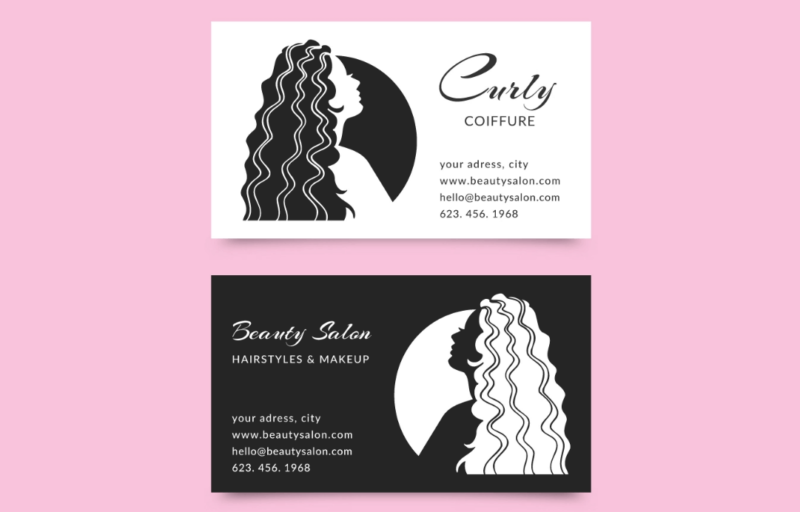 Образец визитки салона Curly