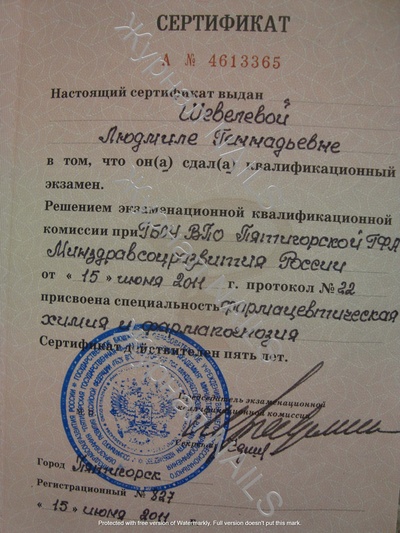 Сертификат о повышении квалификации эксперта сайта
